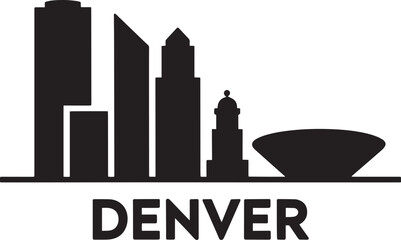 Fototapeta premium Denver city skyline silhouette. Colorado urban landscape landmark illustration