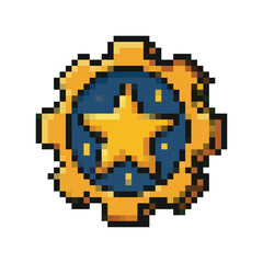 Obraz premium Golden Star Mechanical Gear Shield