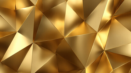 Obraz premium Abstract golden geometric pattern with sharp facets and shimmering light reflections