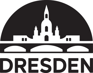 Dresden city silhouette, Germany famous skyline, black cityscape landmark outline