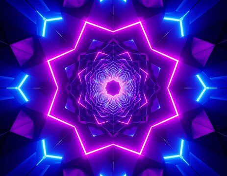 Neon kaleidoscope tunnel