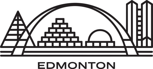 Edmonton City Outline - Canada Urban Landmark Line Art Skyline Vector Black on Transparent