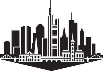 Frankfurt am Main city skyline silhouette. Germany urban architecture panorama