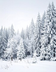 Snowy winter forest scene