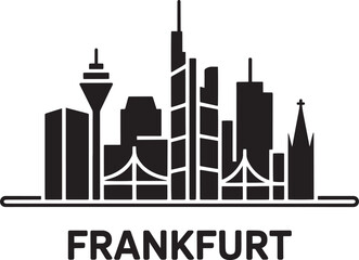 Fototapeta premium Frankfurt city skyline silhouette architecture illustration travel landmark building
