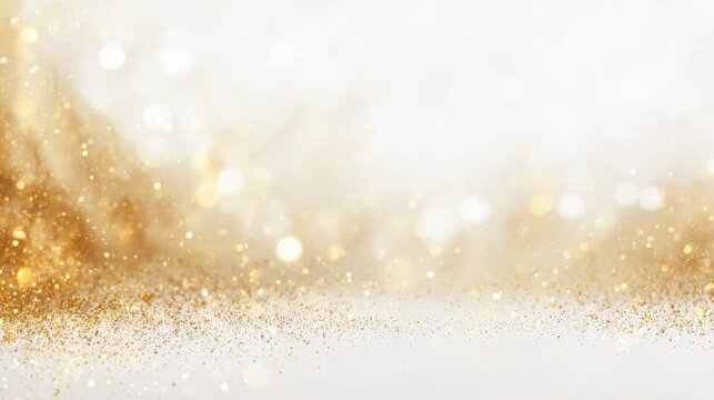 Gold glitter background with white base, ideal for festive designs and decorative projects. Perfect for celebrations, parties, and elegant themes. Suitable for digital art, social media, and promotion