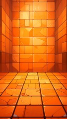 Orange tiled room with bright light source