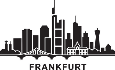 Fototapeta premium Frankfurt Germany skyline silhouette city landmark cityscape vector illustration outline