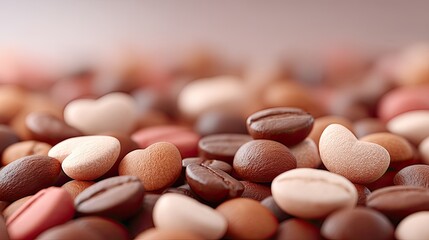 Heart Shaped Coffee Beans Cinematic Hd Food Art Ultra Detailed Close Up