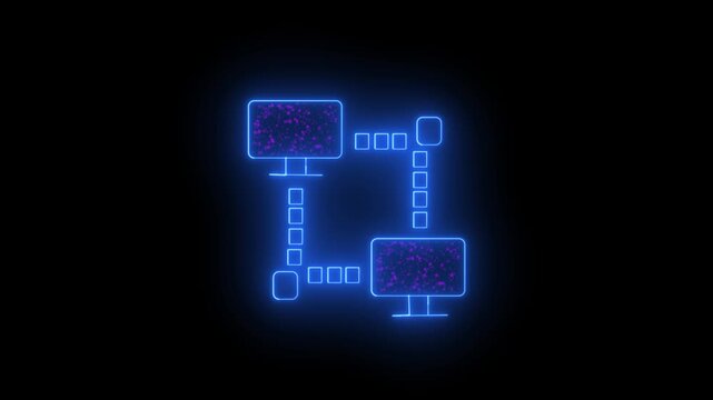 Neon tv horizontal all the video glowing television screen icon.Glowing television horizontal all the video neon screen video icon.