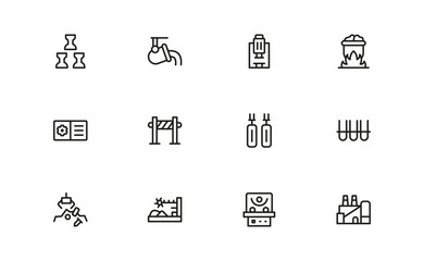 Iron And Steel Manufacturing Essentials – Professional Line Icon Set Featuring Minimal and Pixel-Perfect Industry Symbols for Modern Industrial Applications