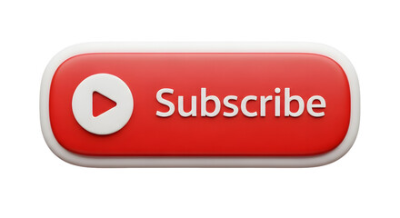 Click this vibrant red subscribe button with play icon to grow your audience and boost engagement for your online content and videos.