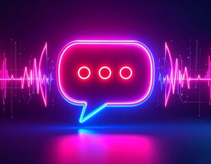 Neon speech bubble with soundwaves
