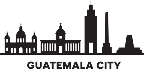 Guatemala City skyline silhouette architecture illustration travel landmark building
