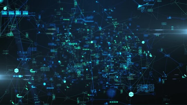 Smart Data Processing AI Deep Learning Neural Framework, futuristic background