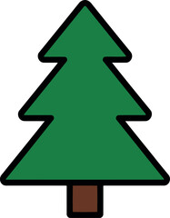 Fototapeta premium Stylized evergreen tree simple flat icon holiday season nature vector