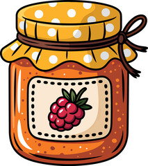 Hand-drawn raspberry jam jar cute food illustration vector