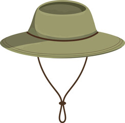 Wide brim sun hat with chin strap for outdoor protection vector