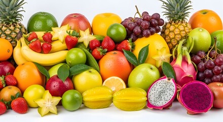 A vibrant and colorful array of fresh fruits