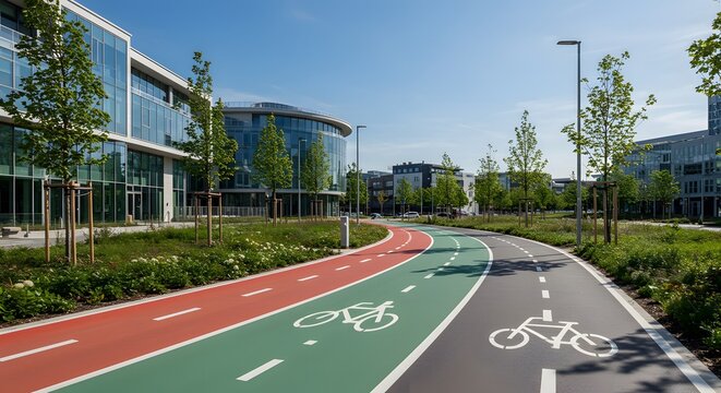 A Vibrant Cycling Path in the City