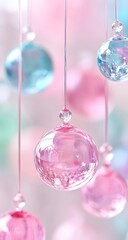 Pastel-colored glass orbs hanging