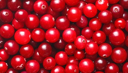 Close-up view of many red cranberries