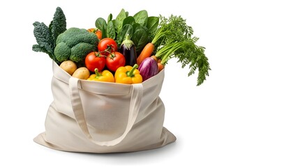A reusable bag filled with fresh and colorful vegetables