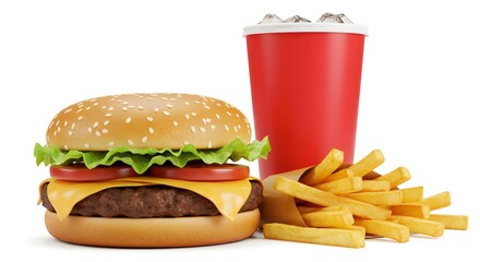 A delicious fast food meal combo 