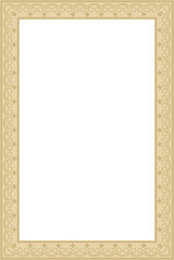 Vector gold square Yakut ornament. An endless rectangular border, a frame of the northern peoples of the Far East.