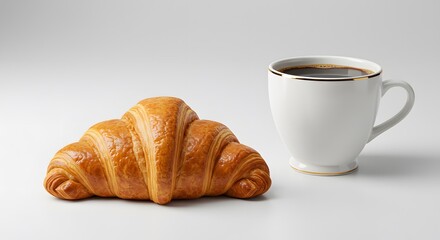 A croissant with a coffee