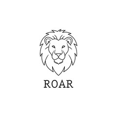 Modern logo design featuring a roaring lion's profile in black, white, and orange, with 'ROAR' text.