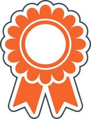 Award ribbon orange certificate recognition success achievement stamp graphic vector