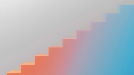 Fototapeta premium Colorful 3D bar chart with gradient blocks arranged in ascending order on a neutral background, symbolizing business growth, statistics, and analytics for modern presentations and data-driven wallpape