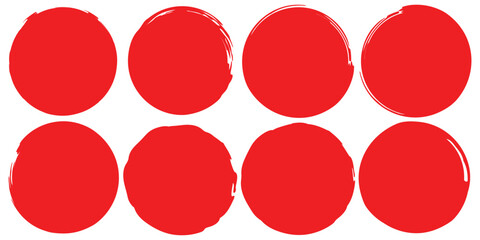 Paint brush blob, circle shape, round chalk bubble, charcoal button, ink stain, grunge edge border hand drawn, black round spot isolated on white background.  eps 10