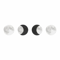 Moon Phases Illustration Celestial Cycle Full and Crescent Lunar Design