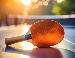 Ping Pong Paddle Under Golden Hour Sunlight