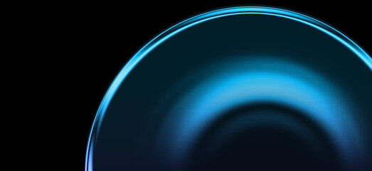 Abstract Glowing Blue Arch, Futuristic 3D Glass Form on Dark Background
