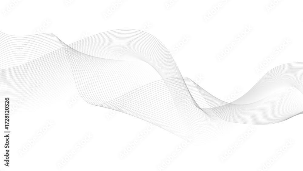 Wall mural abstract vector composition of wave lines on transparent background, ideal for high-tech communicati