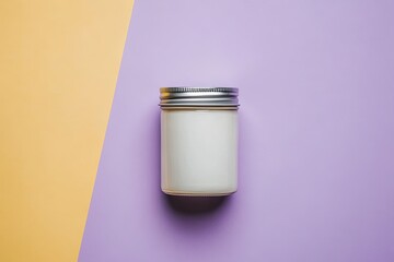 Blank white jar on a pastel background