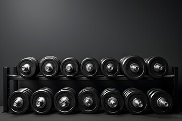 Achieve peak fitness with this professional rack of diverse weight dumbbells, ready for any intense workout session.