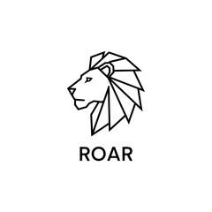 Geometric lion head profile with the word 