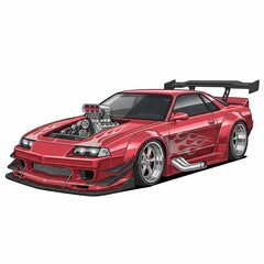 Modified Drift Sports Car with Aerodynamic 