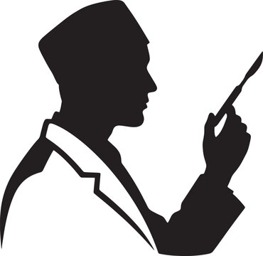 black silhouette doctor pointing scalpel clip art preview