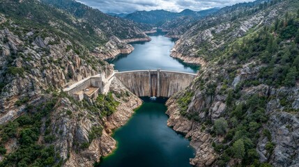 Mountain valley reservoir dam