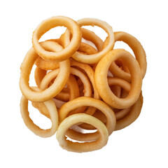 Onion Rings, top view isolated on white background