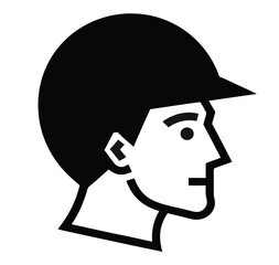 Construction Worker Profile – Solid Helmet Icon