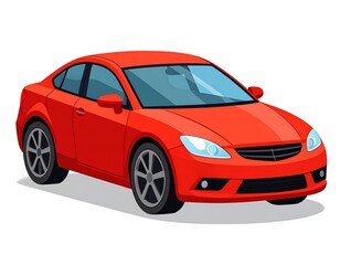 Red car illustration.  Front view