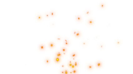 fire dust particles over transparent background overlay, Flying Fire Particles transparent background in png format. 3d render of fire embers, Fire flames isolated on white background. © Mst Stock
