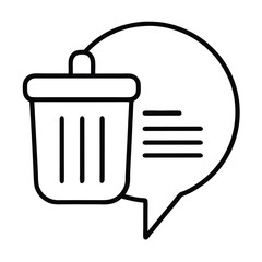 Delete Message – Trash Bin with Chat Bubble Icon