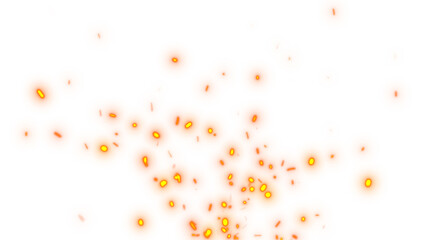 fire dust particles over transparent background overlay, Flying Fire Particles transparent background in png format. 3d render of fire embers, Fire flames isolated on white background.